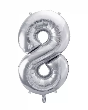 Balón číslo 8 osem fóliový strieborný 86cm