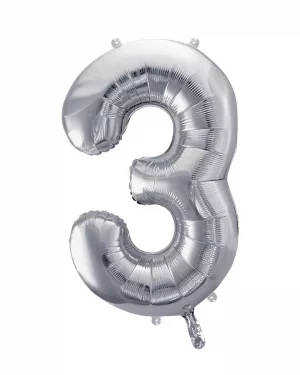 Balón číslo 3 tri fóliový strieborný 86cm
