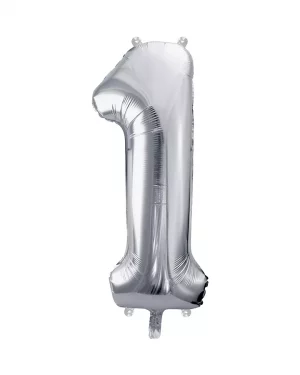 Balón číslo 1 jeden fóliový strieborný 86cm