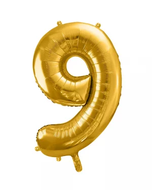 Balón číslo 9 deväť fóliový zlatý 86cm