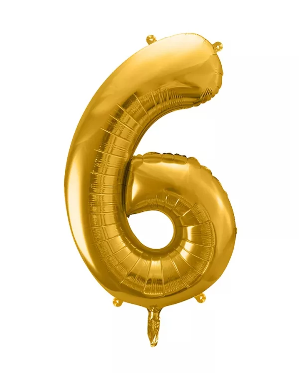 Balón číslo 6 šesťfóliový zlatý 86cm