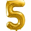 Balón číslo 5 päť fóliový zlatý 86cm