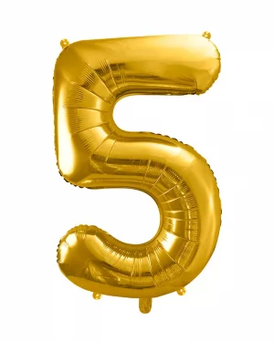 Balón číslo 5 päť fóliový zlatý 86cm