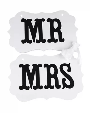Tabuľky Mr a Mrs svadobná dekorácia svetlé