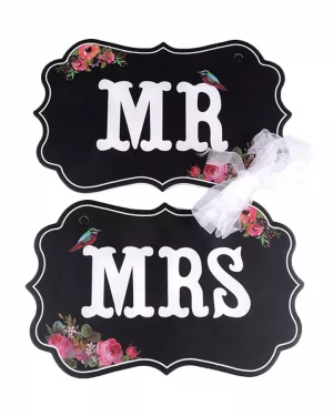Tabuľky Mr a Mrs svadobná dekorácia tmavé