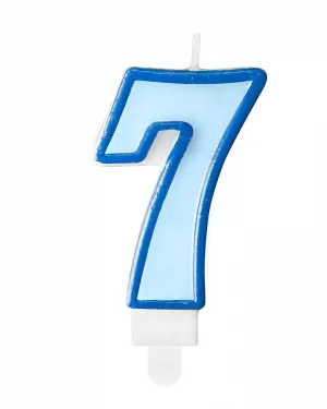 Detská narodeninová modrá sviečka 7 rokov