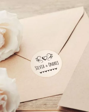 Mini nálepky na svadobné obálky alebo darčeky s vintage ivory motívom