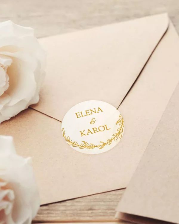 Mini nálepky na svadobné obálky alebo darčeky s elegantným motívom