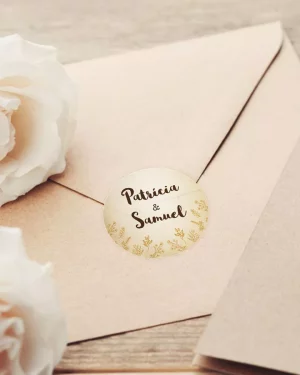 Mini nálepky na svadobné obálky alebo darčeky s motívom vintage kvety