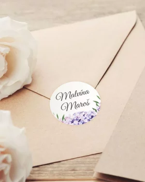 Mini nálepky na svadobné obálky alebo darčeky s motívom hortenzia