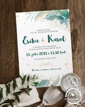Svadobné oznámenia motív greenery