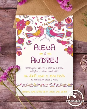 Svadobné oznámenia kreslené poľné kvety