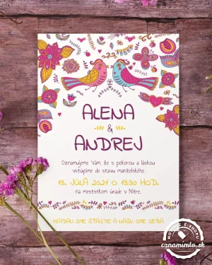 Svadobné oznámenia kreslené poľné kvety