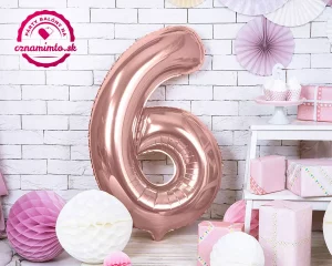 Balón číslo 6 šesť fóliový ružovo zlatý 86cm