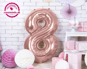 Balón číslo 8 osem fóliový ružovo zlatý 86cm