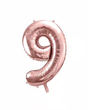 Balón číslo 9 deväť fóliový ružovo zlatý 35cm