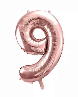 Balón číslo 9 deväť fóliový ružovo zlatý 86cm
