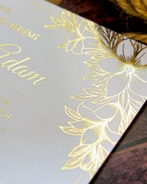 Metalické svadobné oznámenia DL, zlatá metalická potlač