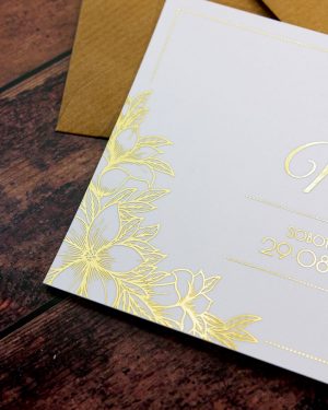 Metalické svadobné oznámenia DL, zlatá metalická potlač