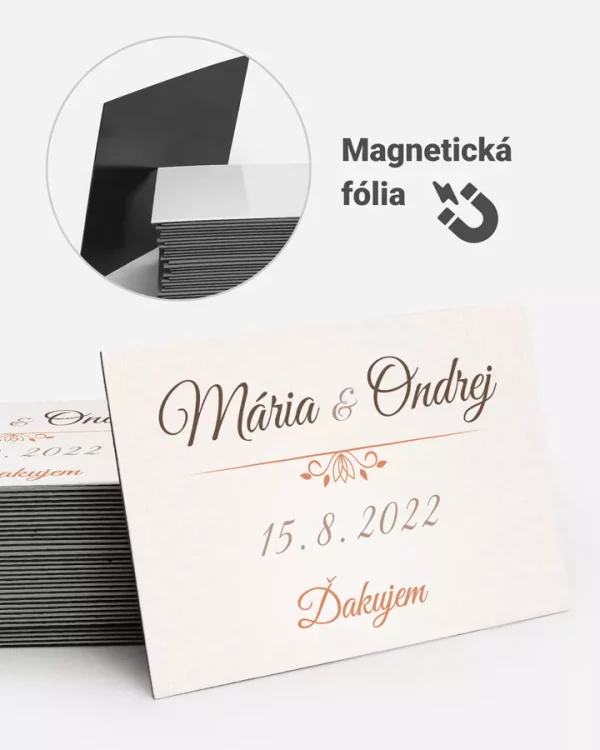 Svadobné magnetky s menami, Elegantný motív 03
