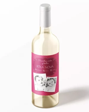 Etikety na víno alebo pálenku s vlastným textom a fotkami pri príležitosti krstín