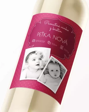 Etikety na víno alebo pálenku s vlastným textom a fotkami pri príležitosti krstín