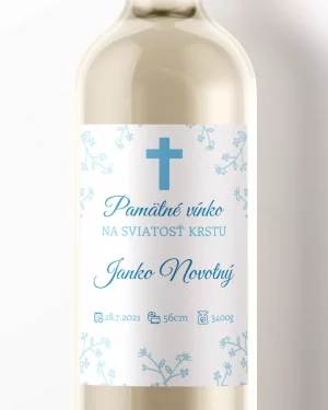 Etikety na víno alebo pálenku s vlastným textom pri príležitosti krstín, etikety jednoduchý motív