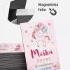 Magnetky z detskej oslavy, pamätné magnetky z narodenín s motívom farebného jednorožca
