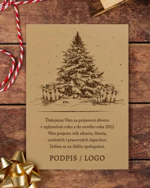 vianočný pozdrav / firemná PF karta / firemný vianočný pozdrav / vianočné prianie / pohľadnica / pf 2022 retro vianoce kraft