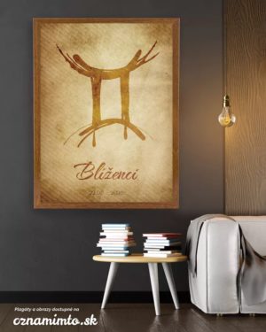 Plagát na stenu so znamením zverokruhu Blíženci - tmavý motív