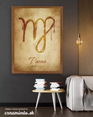 Plagát na stenu so znamením zverokruhu Panna - tmavý motív