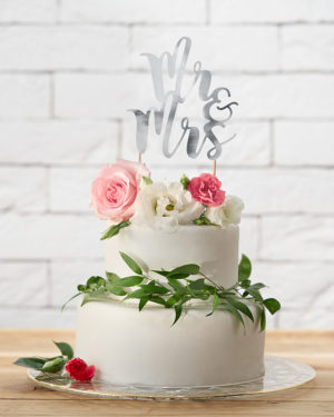 Zápich na tortu Mr & Mrs strieborný