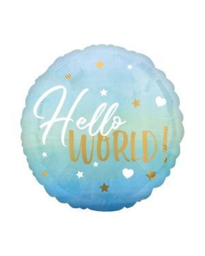 Fóliový balón Hello WORLD modrý